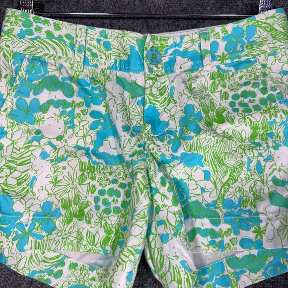 Lilly Pulitzer The Callahan Short Womens 0 Green Its a Zoo Print Cotton Pockets - Picture 2 of 9